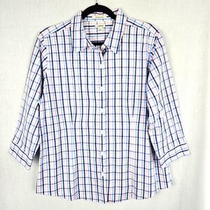 LL Bean Women's Shirt Wrinkle‎ Free Pastel Button Up Size Large